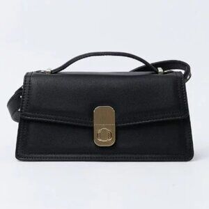 Stradivarius Black & Gold Crossbody Bag with Handle